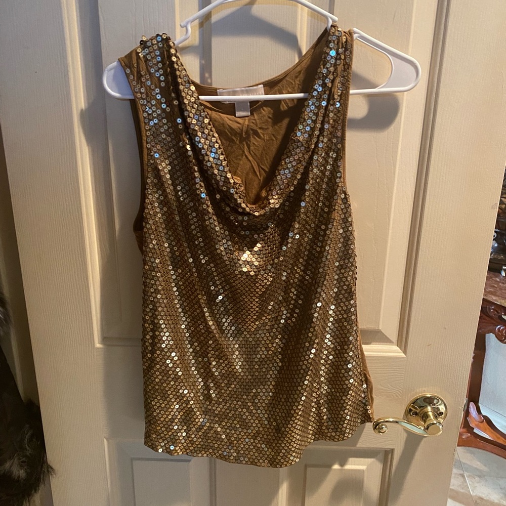 COPY - COPY - Michael Kors Stunning gold, sequin tank Large